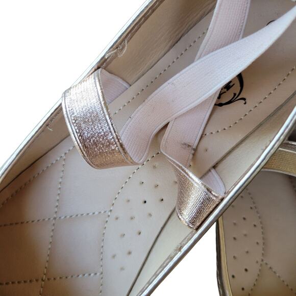 SOLE MATES Gold Metallic Ballerina Flats Size 9 - Picture 4 of 16
